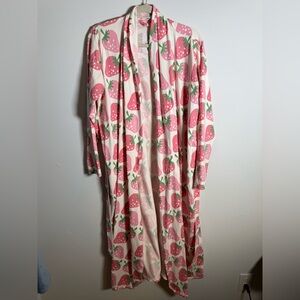 M + A Lounge Strawberry Print Cotton Robe Kimono Cottagecore Maternity Lounge